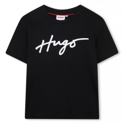 юношеска,тениска,детски,облекла,hugo,logo,t,shirt,juniors,black,09b