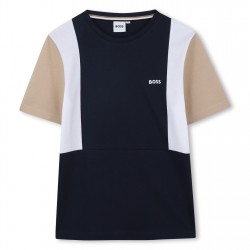 Тениска Boss Kids' Block Logo T-Shirt - Navy 849 тениска,детски,3/4,панталони,boss,kids',block,logo,t,shirt,navy,849