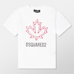 юношеска,тениска,детски,3/4,панталони,dsquared2,logo,t,shirt,juniors,white,dq100
