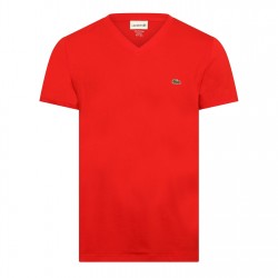 тениска,облекла,на,разпродажба,мъжки,тениски,lacoste,men's,v,neck,t,shirt,red