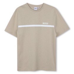 Тениска Boss Kids Small Logo T-Shirt - Stone тениска,детски,тениски,boss,kids,small,logo,t,shirt,stone