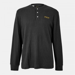 тениска,облекла,на,разпродажба,мъжки,тениски,polo,ralph,lauren,men's,waffle,henley,long,sleeve,t,shirt,polo,black