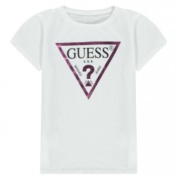 тениска,детски,3/4,панталони,guess,girl's,core,logo,t,shirt,wht,a000,g011