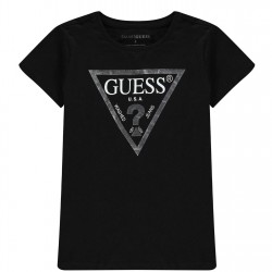 тениска,детски,облекла,guess,girl's,core,logo,t,shirt,black,a996,jblk