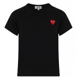 юношеска,тениска,детски,3/4,панталони,comme,des,garcons,play,small,red,peeping,heart,t,shirt,junior,black,1