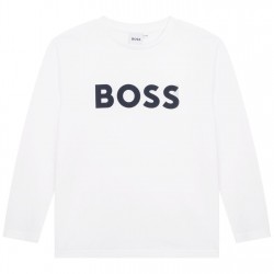 детска,тениска,детски,облекла,boss,boss,large,logo,t,shirt,junior,boys,white,10p