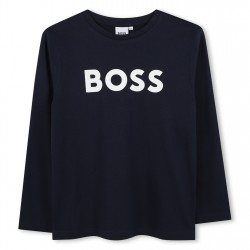 детска,тениска,детски,облекла,boss,boss,large,logo,t,shirt,junior,boys,navy,849