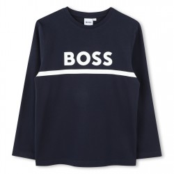 детска,тениска,детски,тениски,boss,long,sleeve,logo,print,t,shirt,junior,boys,navy,849