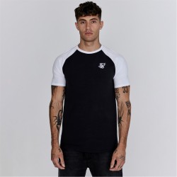 тениска,мъжки,тениски,siksilk,raglan,t,shirt,black,white