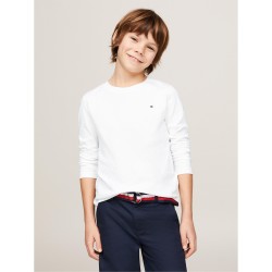 Тениска Tommy Hilfiger Kids Cotton Long-Sleeve Regular Fit T-Shirt - Bright White тениска,tommy,hilfiger,kids,cotton,long,sleeve,regular,fit,t,shirt,bright,white