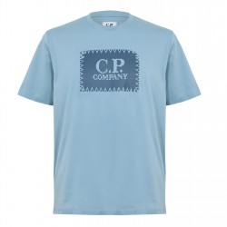 Тениска CP COMPANY Men's Block Logo Regular Fit T-Shirt - Silver Blue 809 тениска,мъжки,тениски,cp,company,men's,block,logo,regular,fit,t,shirt,silver,blue,809