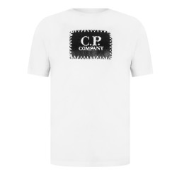 Тениска CP Company Mens Block Logo Regular Fit T-Shirt - Gauze White 103 тениска,мъжки,тениски,cp,company,men,s,block,logo,regular,fit,t,shirt,gauze,white,103