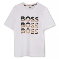 юношеска,тениска,детски,облекла,boss,multi,logo,t,shirt,juniors,white