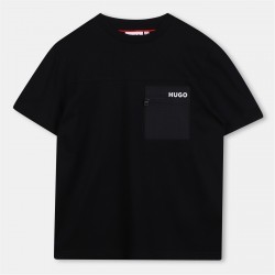 тениска,детски,3/4,панталони,hugo,kids',pocket,t,shirt,black,09b