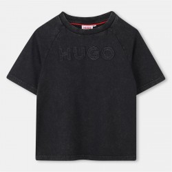 тениска,детски,облекла,hugo,hugo,logo,t,shirt,jn54,black,09b