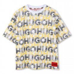 юношеска,тениска,детски,облекла,hugo,all,over,print,t,shirt,juniors,white