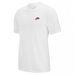 Мъжка тениска Nike Sportswear Club T-Shirt Mens - Wht/Blk/Red мъжка,тениска,облекла,на,разпродажба,разпродажба,nike,мъжки,тениски,nike,sportswear,club,t,shirt,mens,wht,blk,red