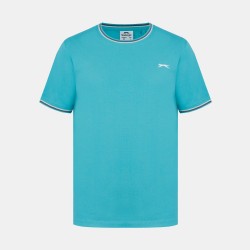 Мъжка тениска Slazenger Tipped T-Shirt Mens - Light Teal мъжка,тениска,мъжки,блузи,с,яка,мъжки,тениски,мъжки,потници,slazenger,tipped,t,shirt,mens,light,teal