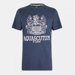 тениска,облекла,на,разпродажба,мъжки,тениски,aquascutum,aquascutum,logo,tee,sn99,navy,white