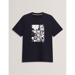 Ted Baker Mens Box Print Regular Fit T-Shirt - Navy ted,baker,men,s,box,print,regular,fit,t,shirt,navy
