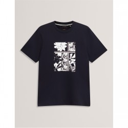 Тениска Ted Baker Ted Box print tshirt Sn54 - Navy тениска,облекла,на,разпродажба,мъжки,тениски,ted,baker,ted,box,print,tshirt,sn54,navy