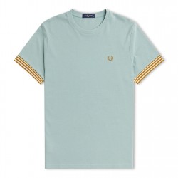 тениска,мъжки,тениски,fred,perry,stripe,cuff,t,shirt,silver,blue,959