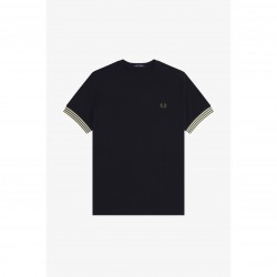 тениска,мъжки,тениски,fred,perry,stripe,cuff,t,shirt,black,184