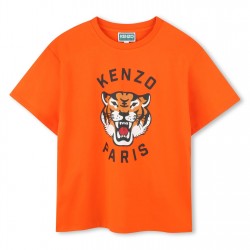 детска,тениска,детски,3/4,панталони,kenzo,unisex,kids',tiger,short,sleeve,t,shirt,orange