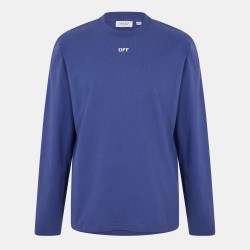 Тениска Off White Mens Skate Long Sleeve T-Shirt - Dark Blue-White тениска,мъжки,тениски,off,white,men,s,skate,long,sleeve,t,shirt,dark,blue,white