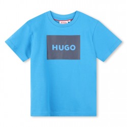 юношеска,тениска,детски,облекла,hugo,cotton,large,box,logo,t,shirt,juniors,blue,873