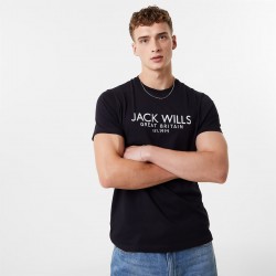 тениска,мъжки,тениски,jack,wills,carnaby,logo,t,shirt,black