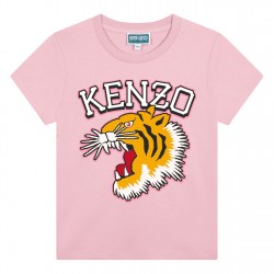 юношеска,тениска,детски,3/4,панталони,kenzo,jersey,logo,print,t,shirt,unisex,juniors,pink,45z