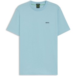 тениска,мъжки,тениски,boss,mens,boss,green,t,shirt,with,logo,design,stretch,cotton,pastl,blue,455