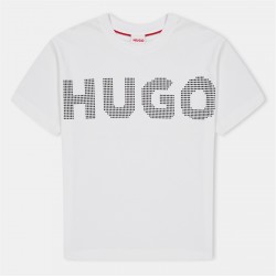 тениска,детски,3/4,панталони,hugo,kids',logo,short,sleeve,t,shirt,white,10p