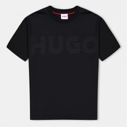 тениска,детски,3/4,панталони,hugo,kids',logo,short,sleeve,t,shirt,black,09b
