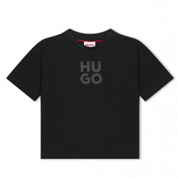 юношеска,тениска,детски,облекла,hugo,logo,t,shirt,juniors,black,09b