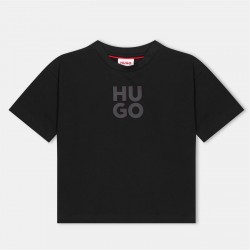 тениска,детски,3/4,панталони,hugo,kids',logo,regular,fit,t,shirt,black,09b