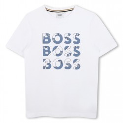 тениска,детски,3/4,панталони,boss,kids',chest,logo,t,shirt,white,10p
