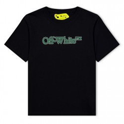 тениска,детски,3/4,панталони,off,white,kids,big,bookish,tee,large,logo,t,shirt,blk,grn,1055