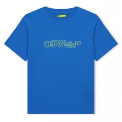тениска,детски,3/4,панталони,off,white,kids,big,bookish,tee,large,logo,t,shirt,blue,4455