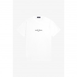 Тениска Fred Perry Embroidered Logo T Shirt - White 100 тениска,мъжки,тениски,fred,perry,embroidered,logo,t,shirt,white,100
