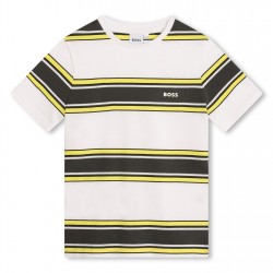 тениска,детски,3/4,панталони,boss,kids',striped,cotton,short,sleeve,crew,neck,t,shirt,yellow,n05