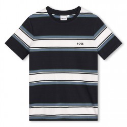 тениска,детски,3/4,панталони,boss,kids',striped,cotton,short,sleeve,crew,neck,t,shirt,navy,v98