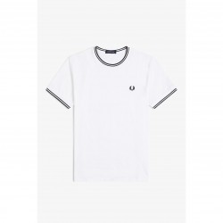 Тениска Fred Perry Twin Tipped T-Shirt - White 100 тениска,мъжки,тениски,fred,perry,twin,tipped,t,shirt,white,100
