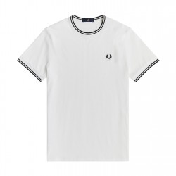 Тениска Fred Perry Twin Tipped T-Shirt - White 100 тениска,мъжки,тениски,fred,perry,twin,tipped,t,shirt,white,100