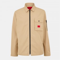 облекла,на,разпродажба,мъжки,якета,hugo,men's,zip,through,overshirt,med,beige,269