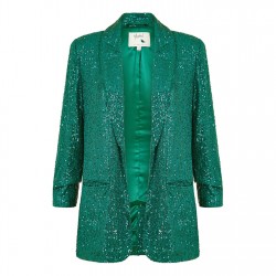 сако,дамски,якета,и,палта,yumi,yumi,green,sequin,blazer,with,pockets,bright,green