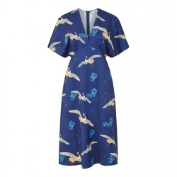 рокля,дамски,якета,и,палта,yumi,yumi,green,crane,print,kimono,midi,dress,blue