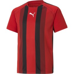 Детска тениска Puma Teamliga Striped Jersey Jr T-Shirt Unisex Kids - Red-Black-White детска,тениска,детски,тениски,футболни,горнища,puma,teamliga,striped,jersey,jr,t,shirt,unisex,kids,red,black,white