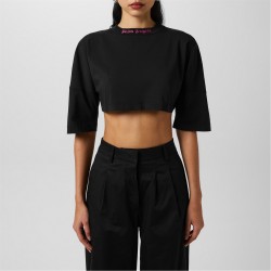 тениска,дамски,топове,palm,angels,logo,crop,t,shirt,black,pink